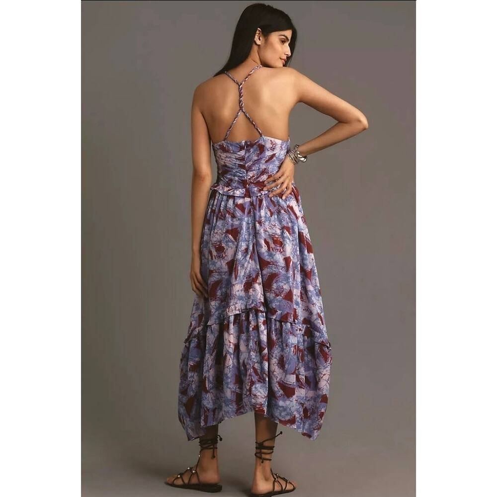 Anthropologie V-Neck A-Line Midi Dress. Size M. Ret $228. Silk & Cotton Blend - Picture 3 of 12